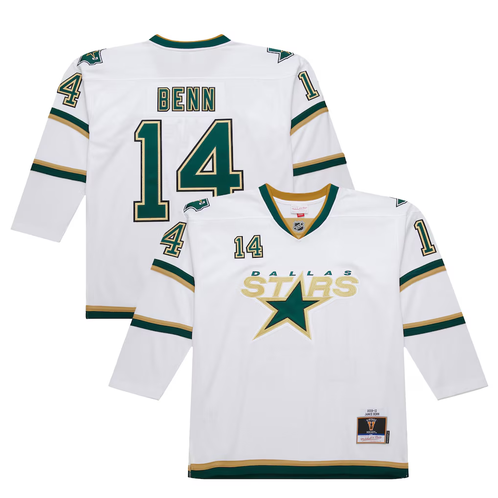 Men's Dallas Stars Jamie Benn #14 White 2009-10 Power Play Jersey