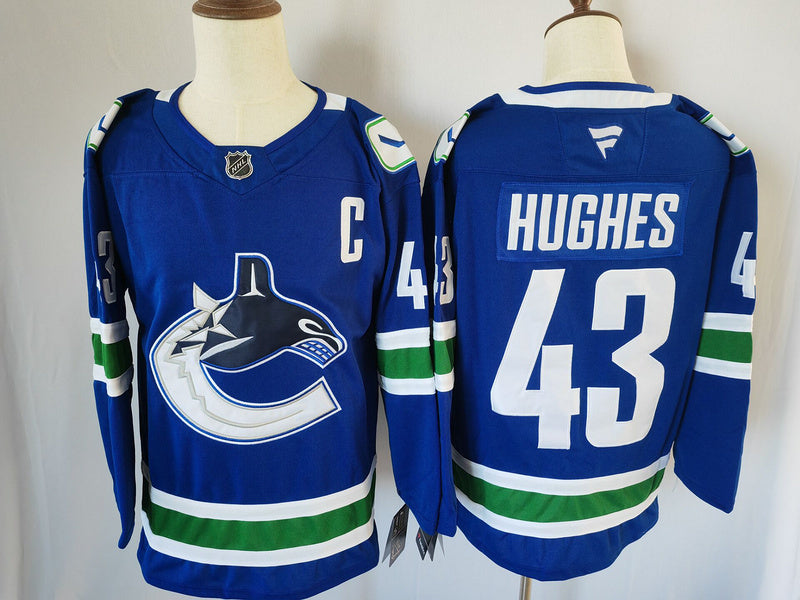 Men's Vancouver Canucks Quinn Hughes #43 Fanatics Blue Player Jersey