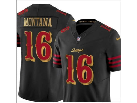 Newest arrival 2025 Adult San Francisco 49ers Joe Montana NO.16 Football Jerseys