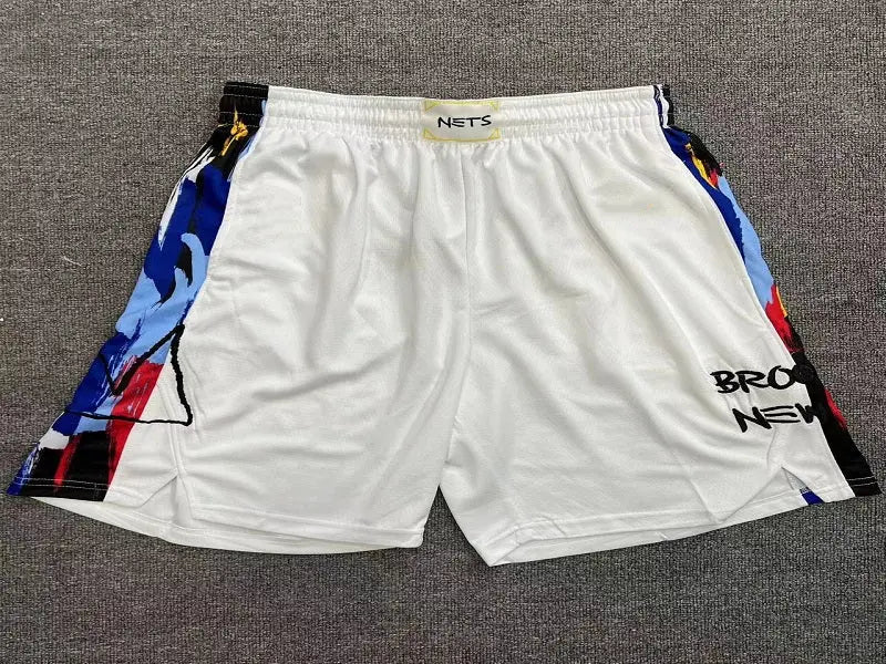 Brooklyn Nets White Basketball Shorts