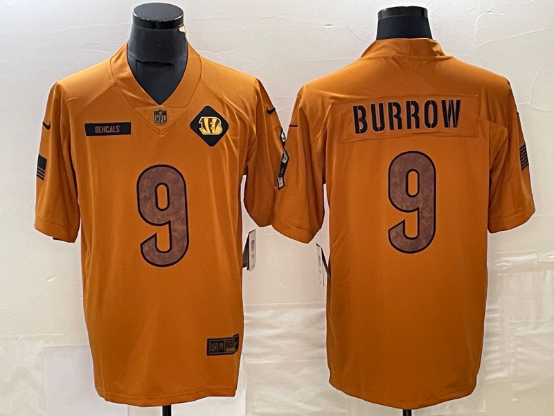 Cincinnati Bengals Joe Burrow NO.9 Salute To Service Football Jerseys