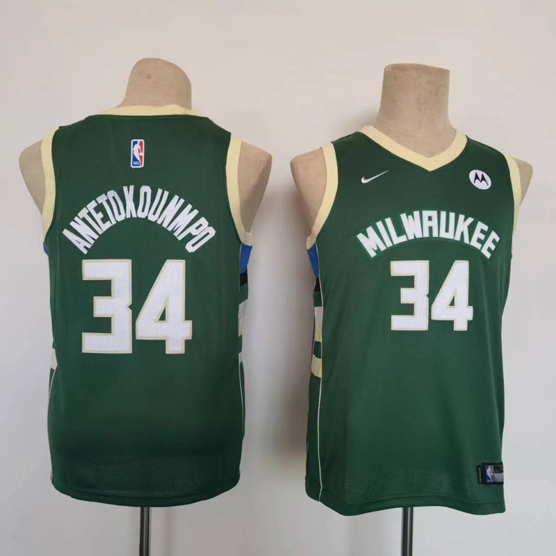 Kids Milwaukee Bucks Antetokounmpo NO.34 Basketball Jersey