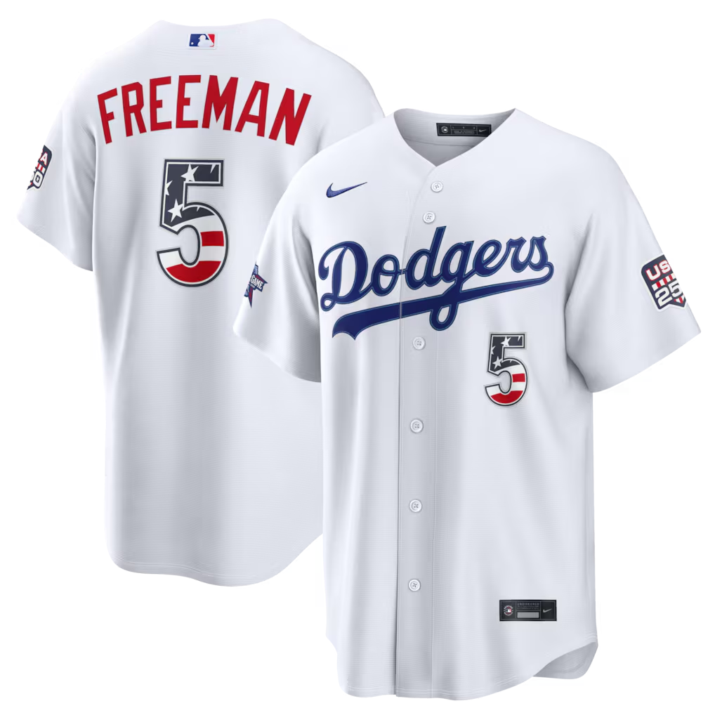 Los Angeles Dodgers Freddie Freeman White USA 250 Fourth of July Home Replica Jersey