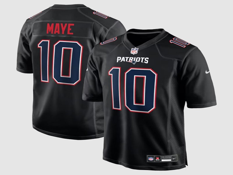 Adult New England Patriots Drake Maye NO.10 black Football Jerseys
