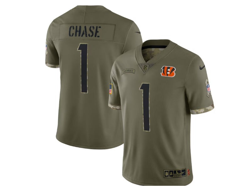 Cincinnati Bengals JA'MARR CHASE NO.1 Football Jerseys salute to service