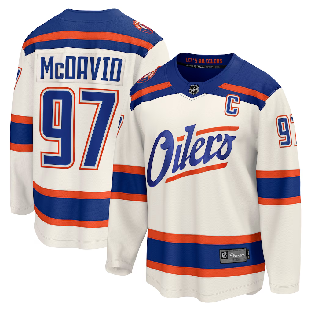 Men's Edmonton Oilers Connor McDavid #97 Fanatics Light Beige Alternate Breakaway Jersey