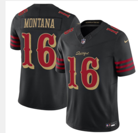 Newest arrival 2025 Adult San Francisco 49ers Joe Montana NO.16 Football Jerseys