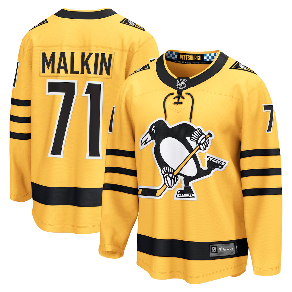 Men's Pittsburgh Penguins Evgeni Malkin #71 Fanatics Gold Alternate Premium Jersey