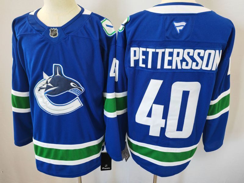Men's Vancouver Canucks Elias Pettersson #40 Fanatics Blue Home Premium Jersey