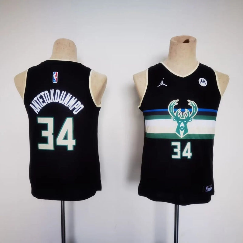 Kids Milwaukee Bucks Antetokounmpo NO.34 Basketball Jersey