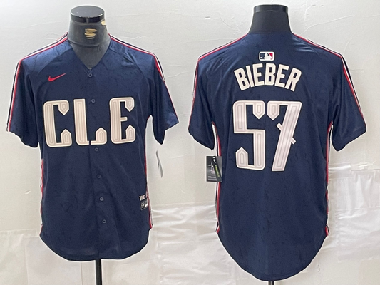 Men/Women/Youth Cleveland Indians Shane Bieber #57 baseball Jerseys