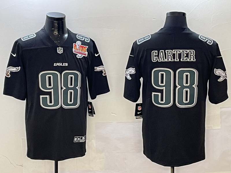 2025 NEW Fashionable black Adult Philadelphia Eagles Jalen Carter NO.98 Football Jerseys