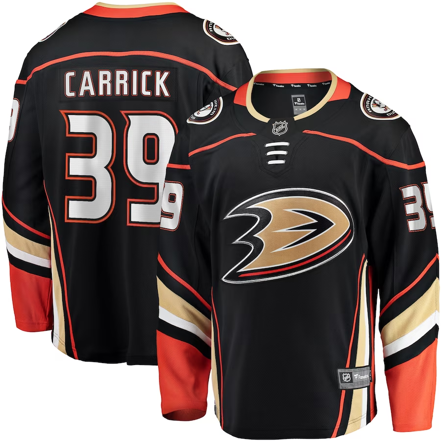 Men¡¯s Anaheim Ducks Sam Carrick #39 Black Home Breakaway Player Jersey