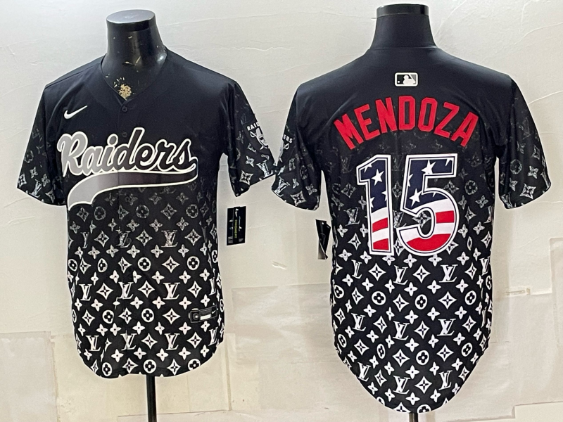 Adult Las Vegas Raiders Fernando Mendoza NO.15 Football Jerseys USA flag version