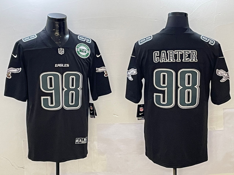 2025 NEW Fashionable black Adult Philadelphia Eagles Jalen Carter NO.98 Football Jerseys