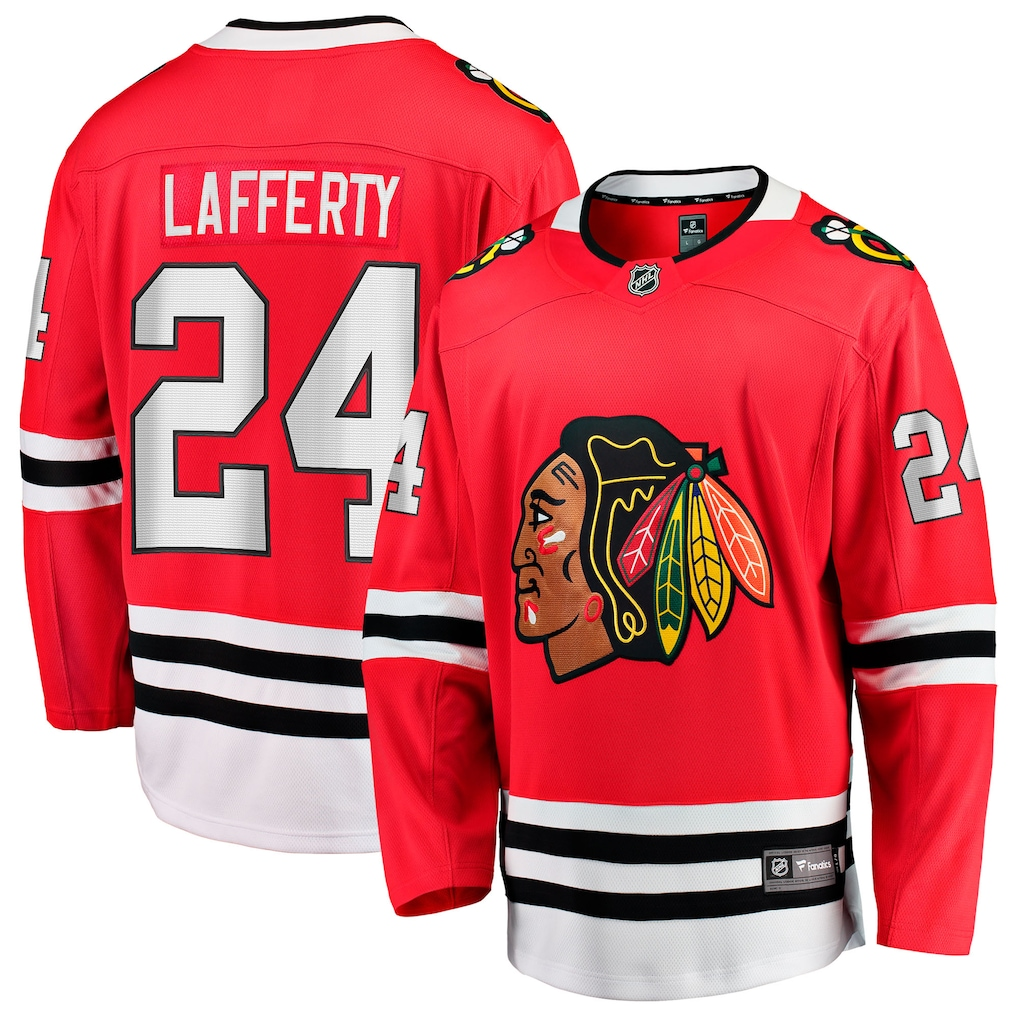 Men's Chicago Blackhawks Sam Lafferty #24 Fanatics Red Home Breakaway Jersey