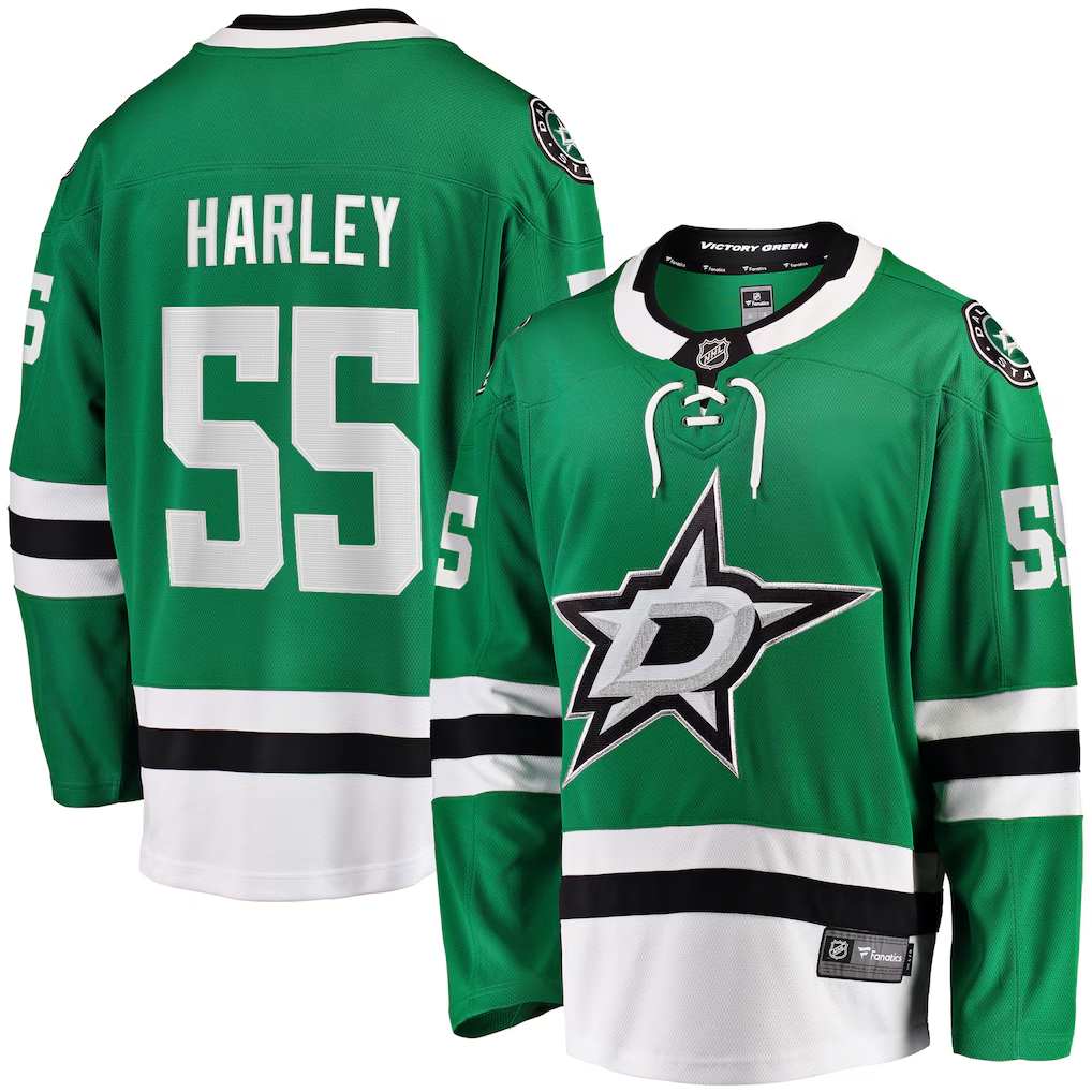 Men's Dallas Stars Thomas Harley #55 Fanatics Kelly Green Home Breakaway Player Jersey