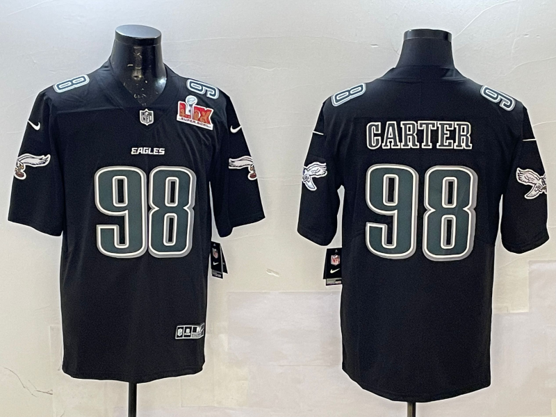 2025 NEW Fashionable black Adult Philadelphia Eagles Jalen Carter NO.98 Football Jerseys