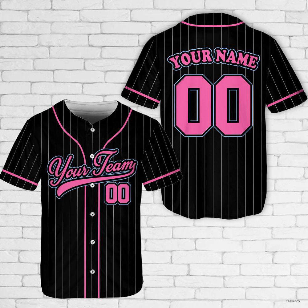Custom Team Name Number Pinstripe Baseball Jerseys Unisex Striped Baseball Jerseys -