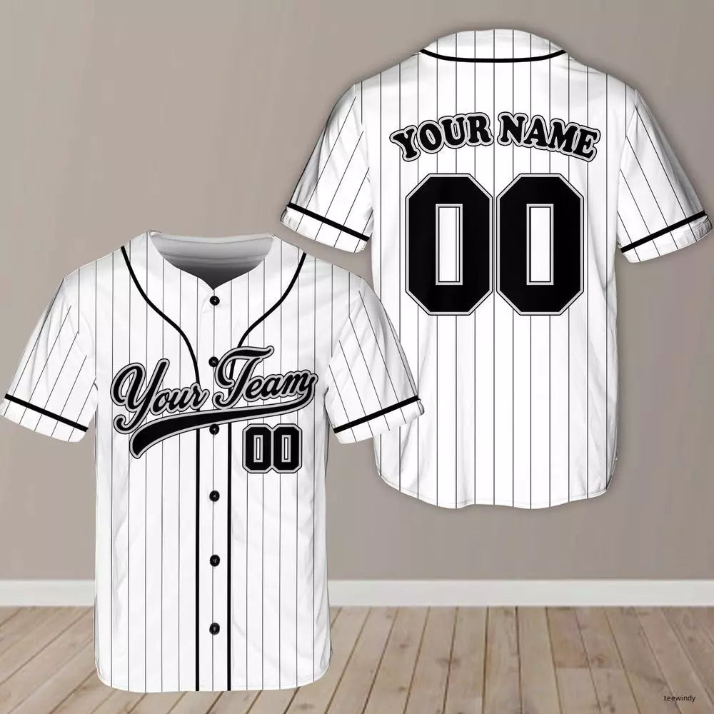 Custom Team Name Number Pinstripe Baseball Jerseys Unisex Striped Baseball Jerseys -