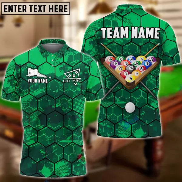 Custom Name, Team, Billiards 8 Grunge Hexagon Unisex, Men's Polo Shirt, Free SHI-