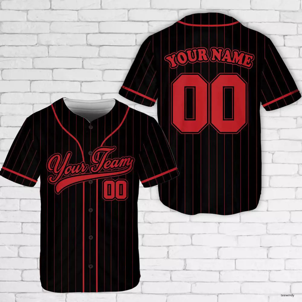 Custom Team Name Number Pinstripe Baseball Jerseys Unisex Striped Baseball Jerseys -