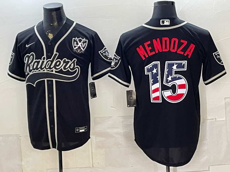 Adult Las Vegas Raiders Fernando Mendoza NO.15 Football Jerseys USA flag version