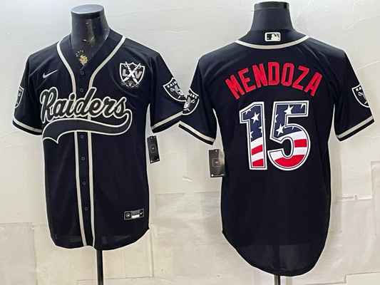 Adult Las Vegas Raiders Fernando Mendoza NO.15 Football Jerseys USA flag version