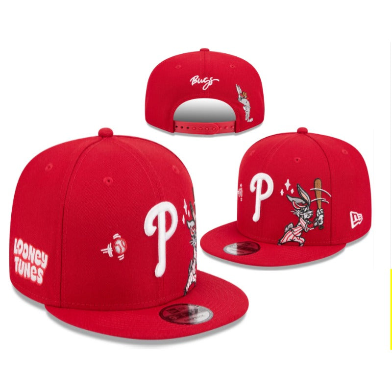 Philadelphia City Baseball Flat Brim Snapback Caps, Adjustable Unisex Game Day Headwear Red Blue White Multi Color Matching Styles