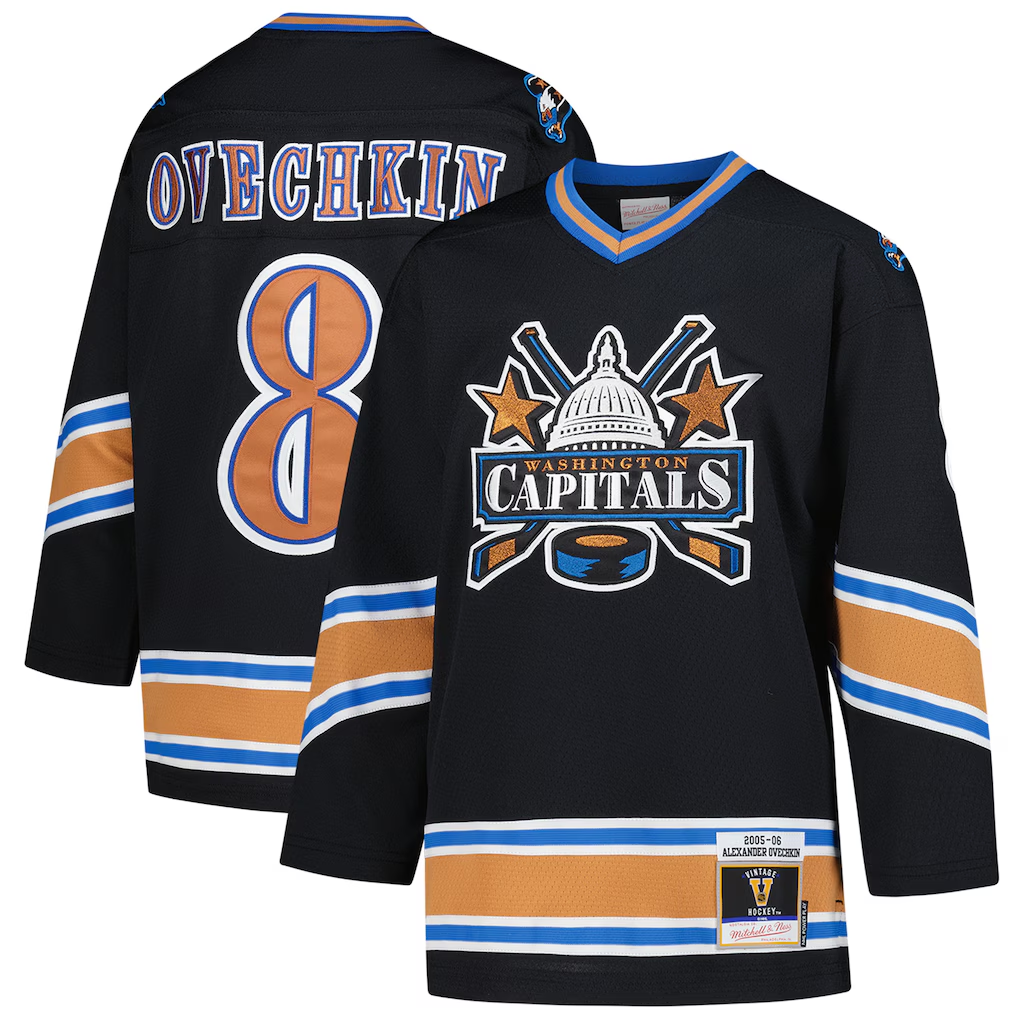 Men's Washington Capitals Alexander Ovechkin #8 Mitchell & Ness Black 2005/06 Power Play Jersey