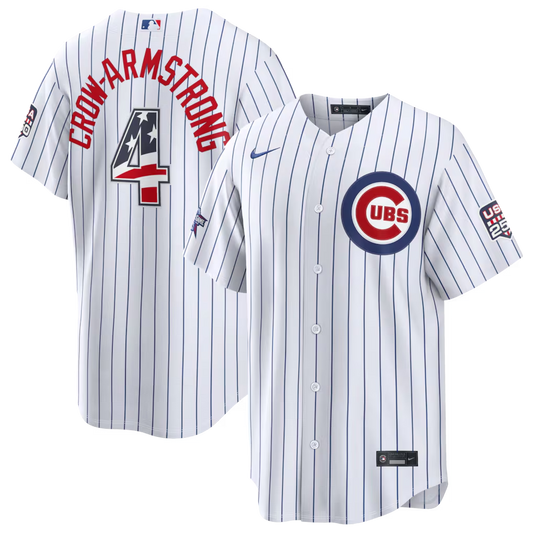 Cubs #04 Pete Crow-Armstrong White USA 250 Stitched Jersey