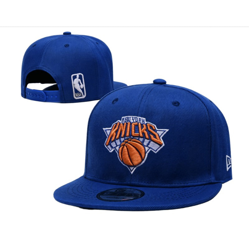 NYC City Basketball Flat Brim Snapback Caps, Adjustable Unisex Urban Game Day Headwear Orange Blue Two Tone & Solid Navy