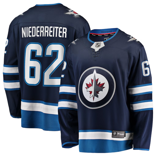 Men's Winnipeg Jets Nino Niederreiter #62 Fanatics Navy Home Breakaway Player Jersey
