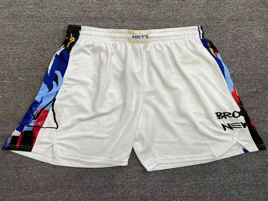 Brooklyn Nets White Basketball Shorts