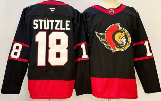Men's Ottawa Senators Tim Stutzle #18 Fanatics Black Home Breakaway Jersey