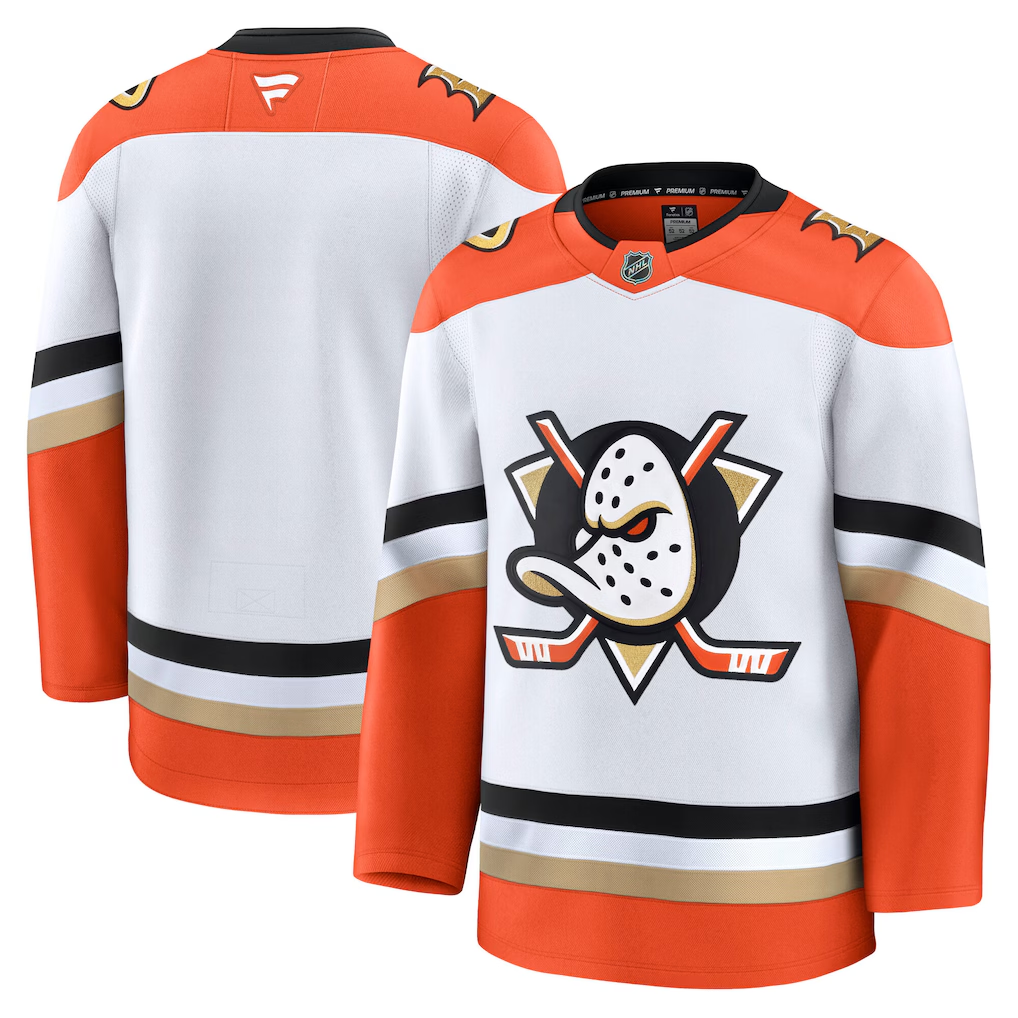 Men¡¯s Anaheim Ducks Fanatics White Away Premium Blank Jersey