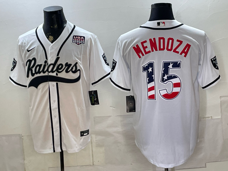 Adult Las Vegas Raiders Fernando Mendoza NO.15 Football Jerseys USA flag version