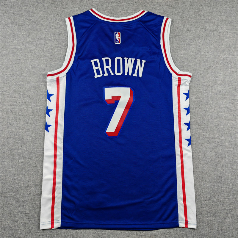 Philadelphia 76ers Jaylen Brown #7 swingman basketball jerseys blue