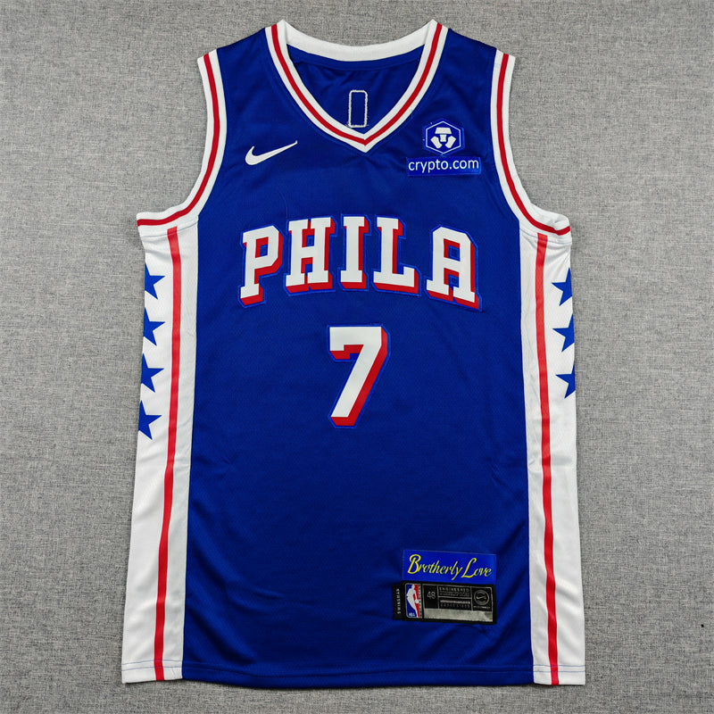 Philadelphia 76ers Jaylen Brown #7 swingman basketball jerseys blue