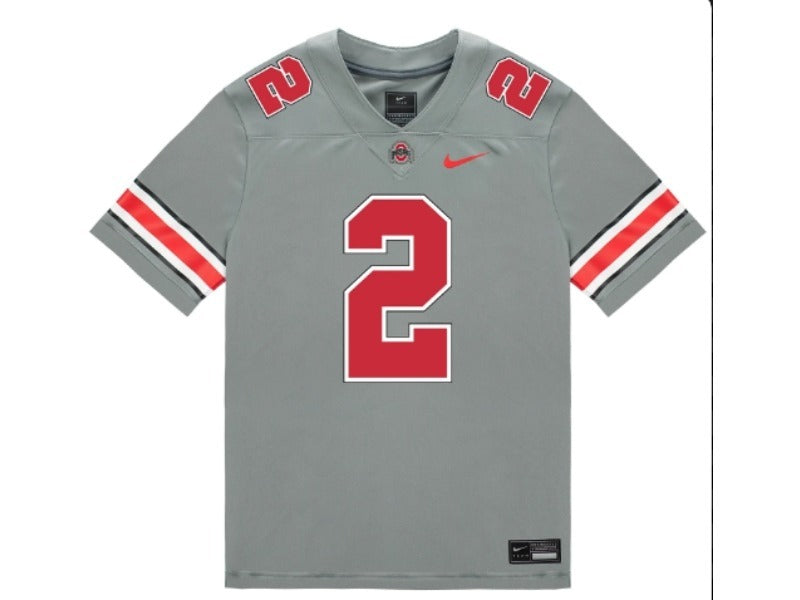 Ohio State Buckeyes #2 Caleb Downs Student Athlete Gray Football Jersey