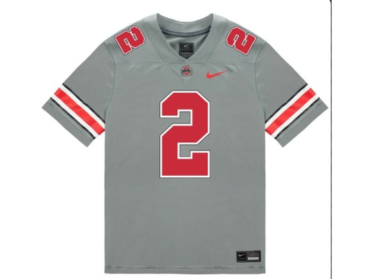 Ohio State Buckeyes #2 Caleb Downs Student Athlete Gray Football Jersey