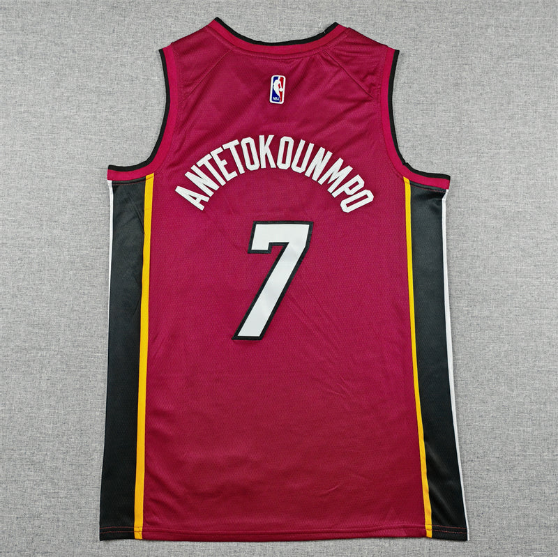 Miami Heat Giannis Antetokounmpo #7 swingman basketball jerseys S-2XL red