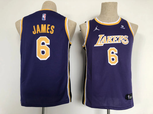 Kids Los Angeles Lakers James NO.6 Basketball Jersey