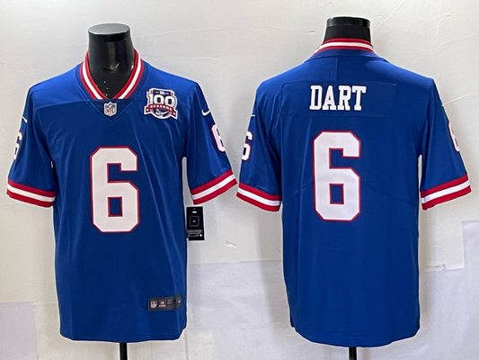 Adult New York Giants  Jaxson Dart #6 Football Jerseys
