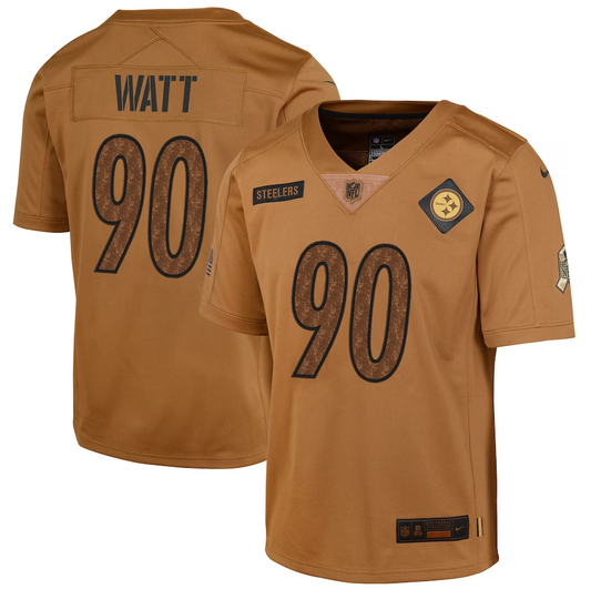 Youth #90  Pittsburgh Steelers T.J. Watt 2023 Salute To ServiceJersey