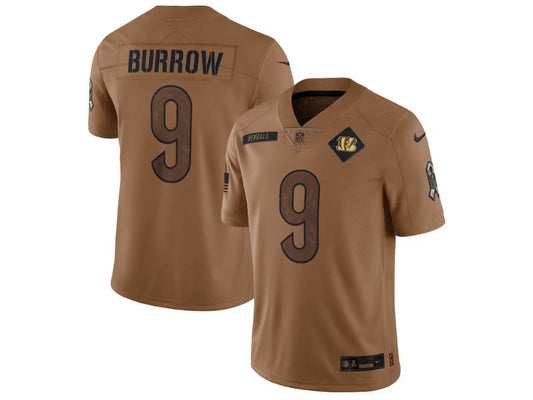 Cincinnati Bengals Joe Burrow NO.9 Salute To Service Football Jerseys