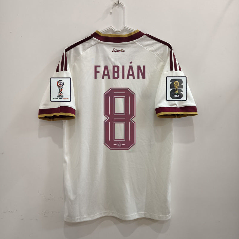 Spain Pale Yellow & Burgundy world cup Soccer Jersey | National Away Fan Match Shirt