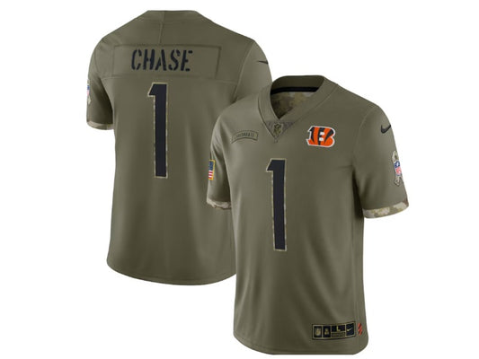 Cincinnati Bengals JA'MARR CHASE NO.1 Football Jerseys salute to service