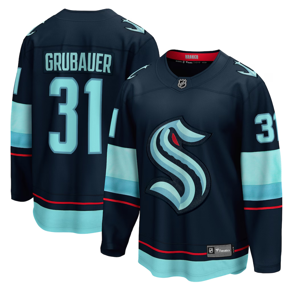 Men's Seattle Kraken Philipp Grubauer #31 Fanatics Navy Home Breakaway Jersey