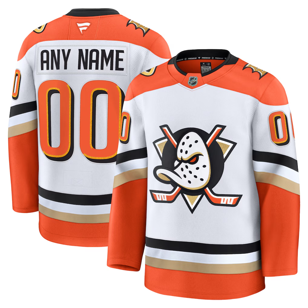 Men¡¯s Anaheim Ducks Fanatics White Away Premium Custom Jersey
